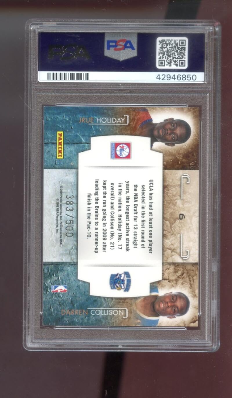 2009-10 Panini R And S Rookies Stars Studio Combos #6 Jrue Holiday Darren Collison ROOKIE RC PSA 9 Graded Basketball Card NBA 09-10 Philadelphia 76ers 2009-2010 383/500 Combo