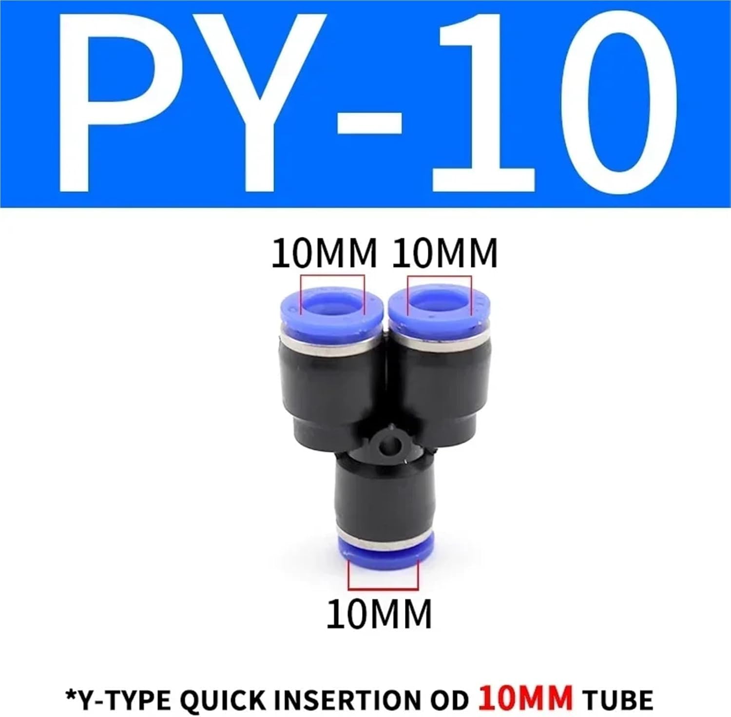 50/100/500PCS PY Series Pneumatic Joint 3 Way Pneumatic Quick Push In Connector Fitting(PY-10,1000 PCS)