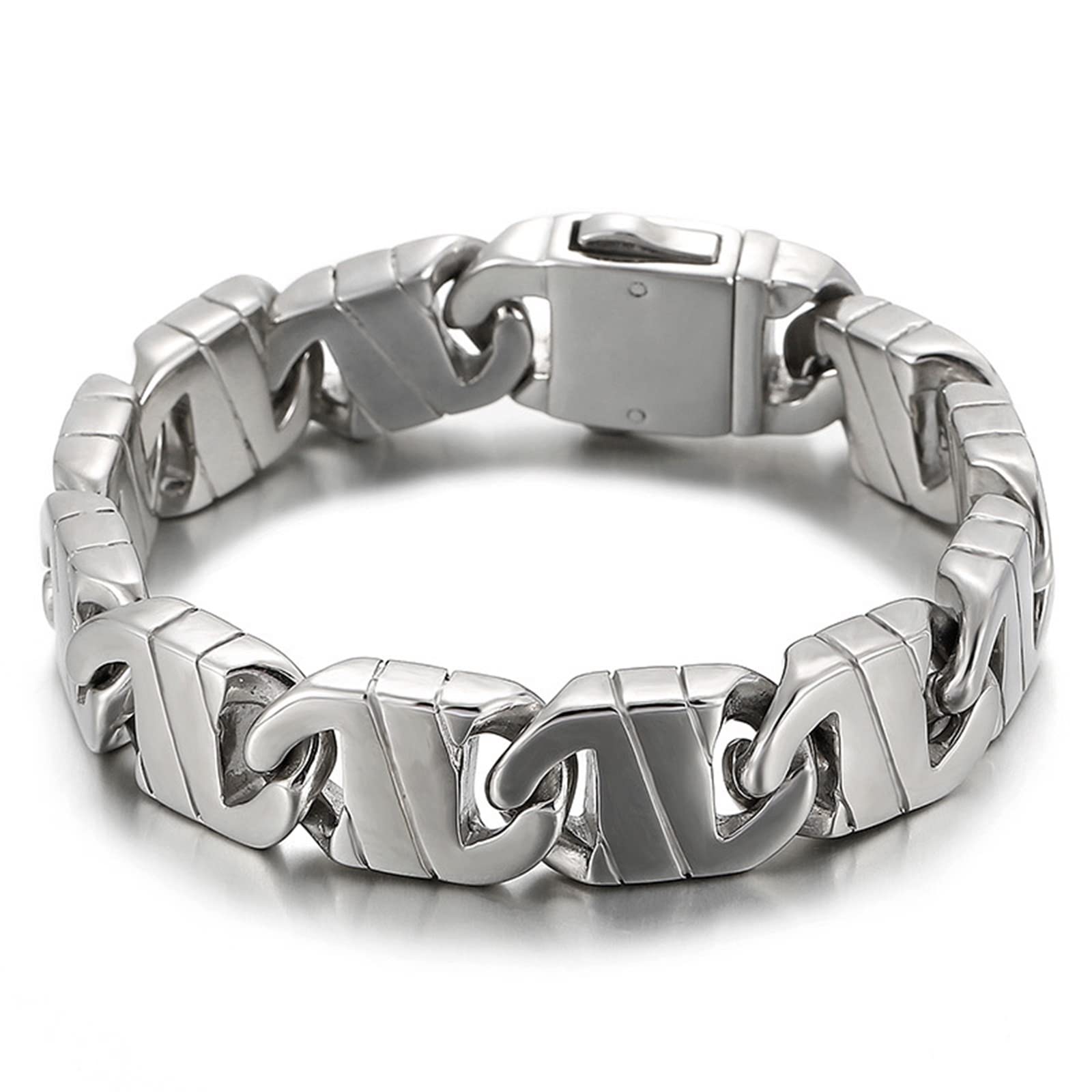 Armkette Herren in Edelstahl, Geometrisch Form Kettenschnalle Armreif Hip Hop Rapper Modeschmuck Zeitloser Herrenschmuck