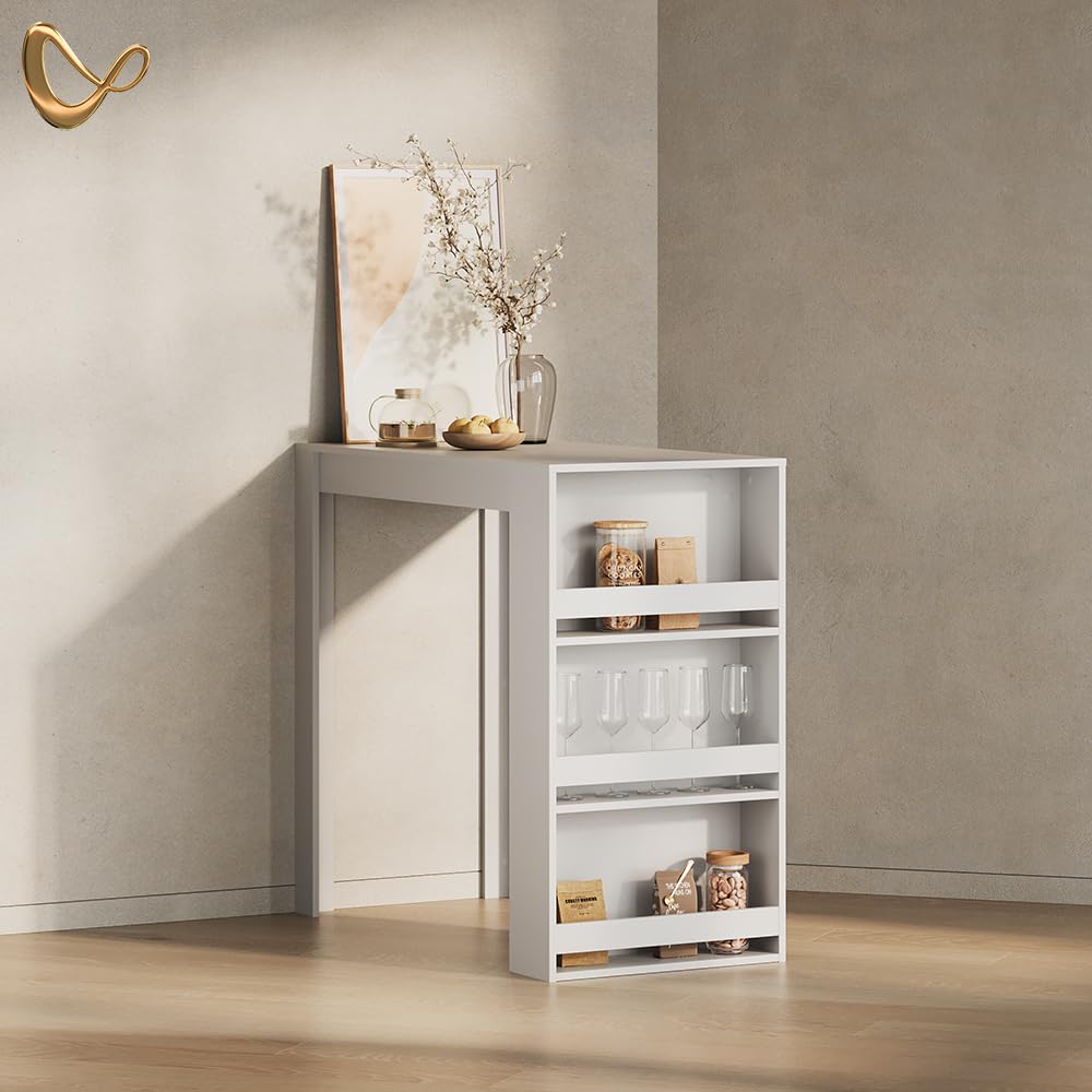 Livinity Tavolo da bar Regusa, Bianco, 57 x 117 cm