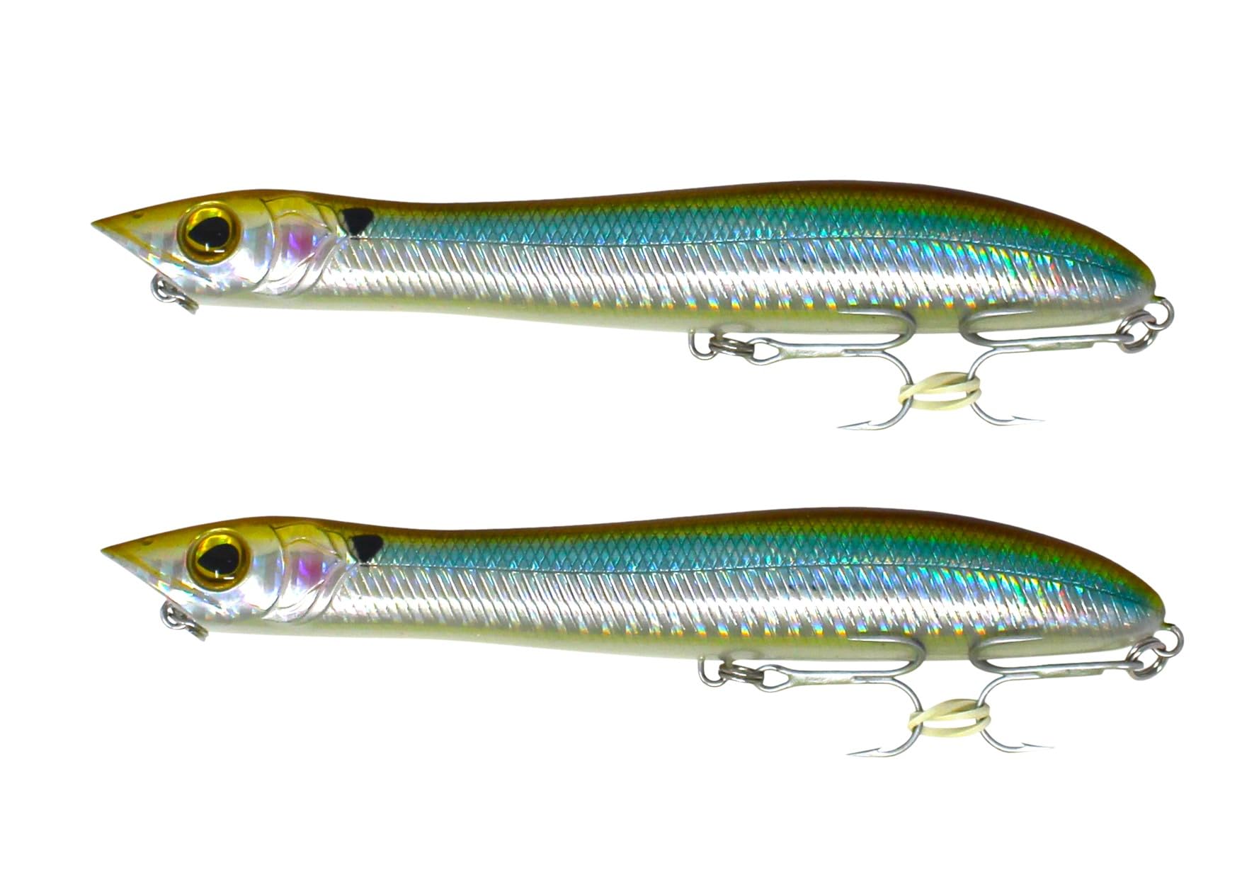 FISHZONE - 2 x KONICHI BASS DUDES Surface Hard Lures - 10cm / 9.5g - Specialist Distance Bass Lure - Two Marine VMC Treble Hooks Rear Mounted Rattle For Bass & Predatory Fishing (Jack Sprat)