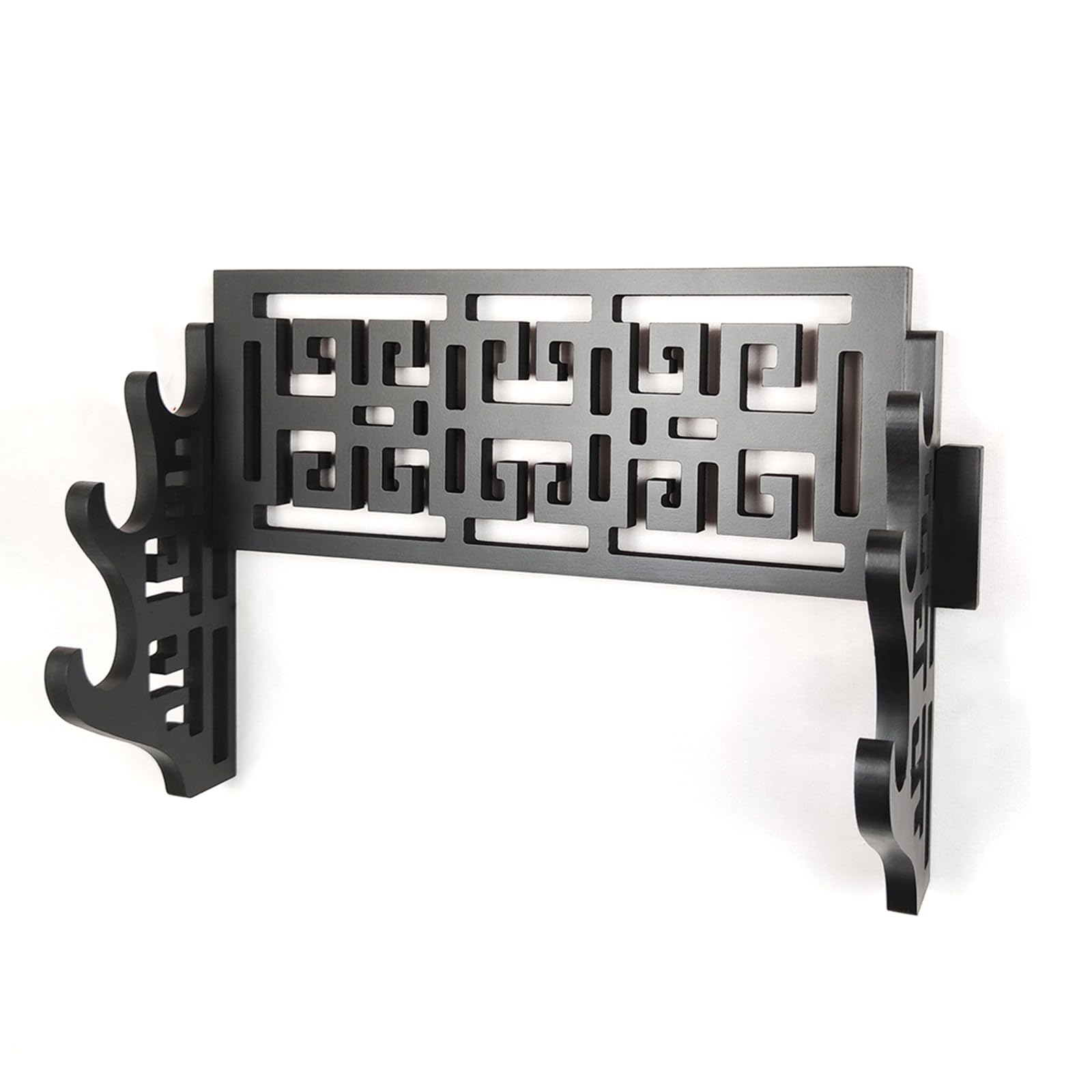 Hjhuua Black 1 1-4Tier/Black Wall-Mounted Sword Stand,Hollow Sword Rack,Multi-Function Decorative Stands,Wooden Sword Display Rack For Katana,Flute,Samurai Sword,Bokken