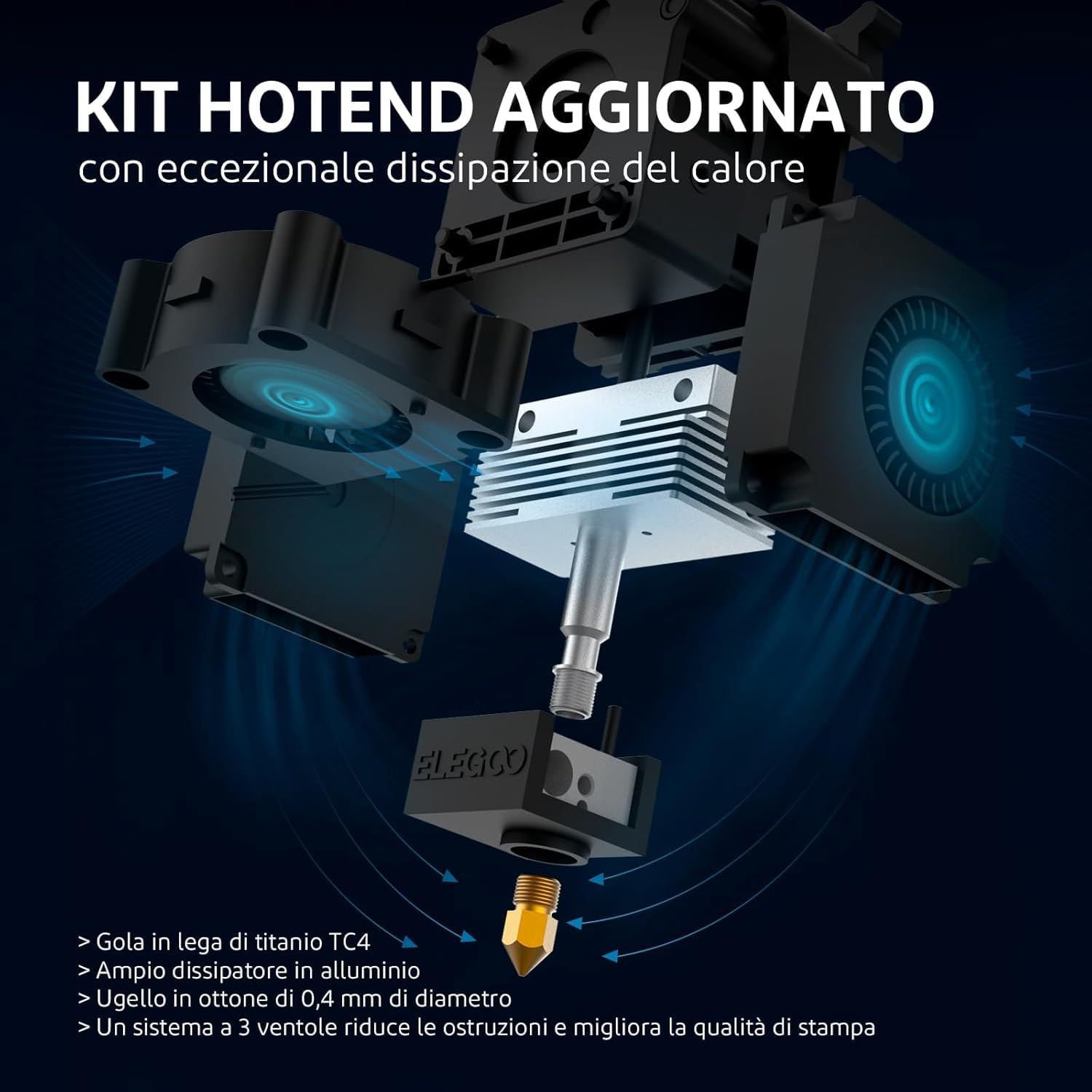 ELEGOO Stampante 3D Neptune 3 Pro con Livellamento Automatico del Letto, Estrusore Diretto a Doppio Ingranaggio, Azionamento a Doppia Vite, Schermo Capacitivo Rimovibile, 225x225x280mm
