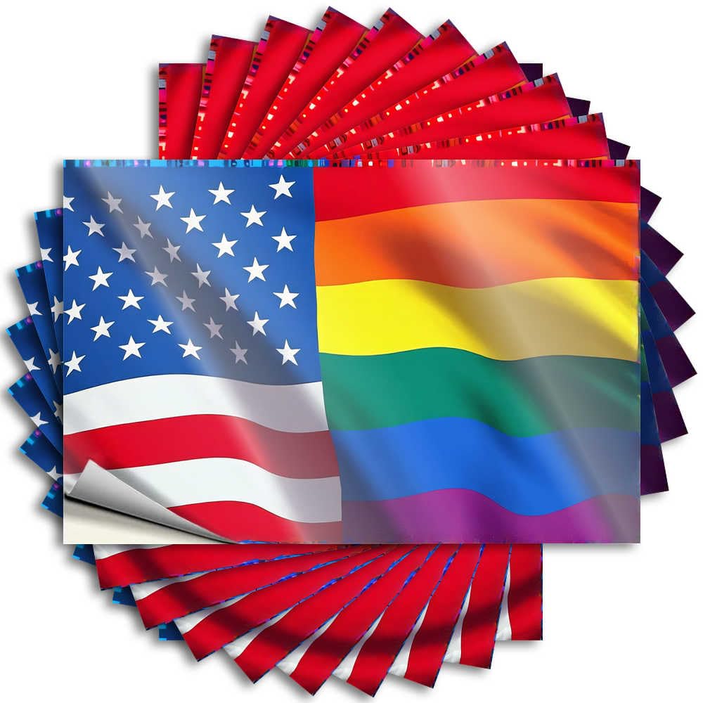 Fzfn Colour American Pride: Usa And Lgbtq+ Flags Unite Feminist Lake - Quote Garage Removable Vinyl Decal(6X9cm)