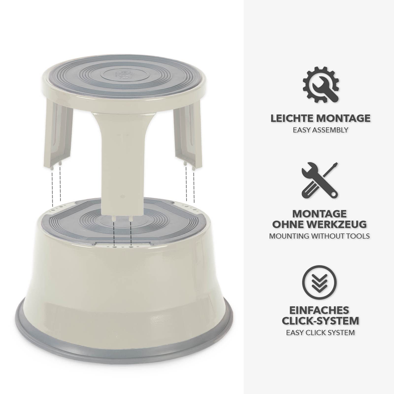 Floordirekt Rollhocker, Tritthocker, Elefantenfu - Hocker aus Stahl bis  150kg Tragkraft fr Bro oder Gewerbe (Lichtgrau, Metall) : Amazon.de:  Kche, Haushalt & Wohnen
