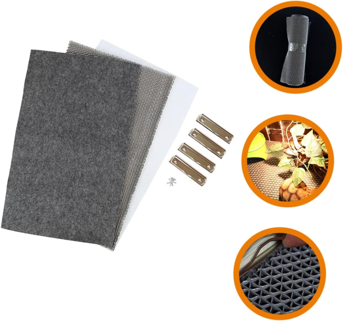 1set Reptile Carpet Mat for Lizard and Tortoise Terrarium Substrate Comfortable Non-Adhesive Bedding for Snakes Geckos and Bearded Dragons Grey