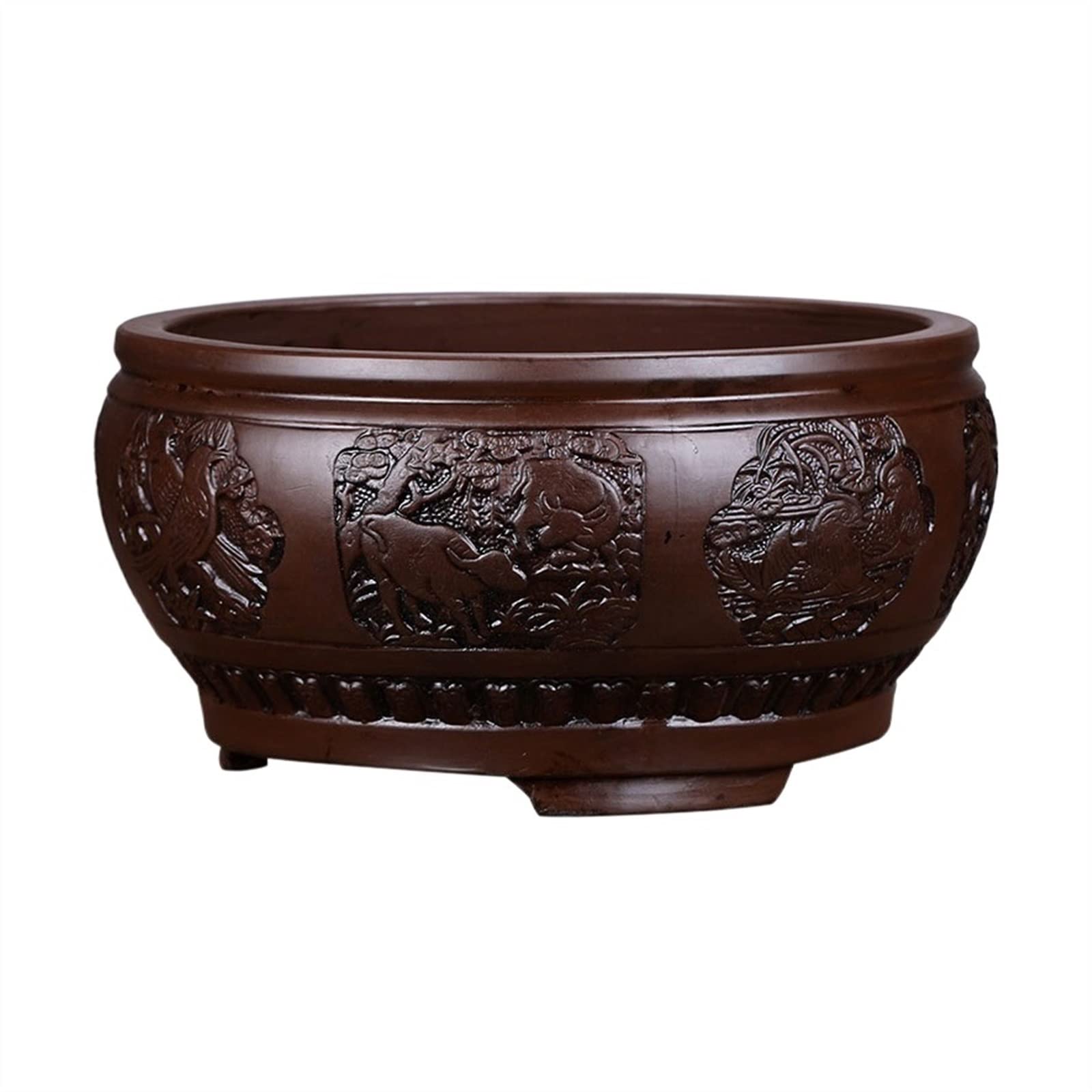 NBHDEK Maceta Clásica de Arena Púrpura Maceta Redonda Grande Bonsai Maceta Pequeña Pino Banyan Tree Maceta Decoración Interior Adornos Macetas al Aire Libre