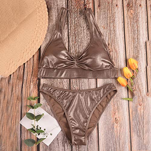 Biquíni feminino NANTE com duas peças, top de banho com babados e calcinha de cintura alta, conjunto