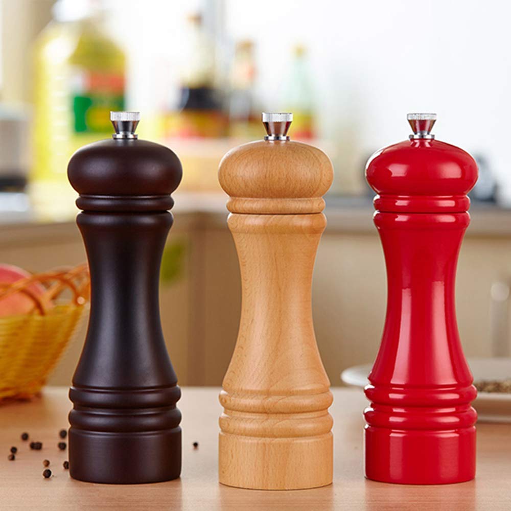 Zestaw drewnianych młynków do soli i pieprzu, młynki, 7,2 cala, młynki do przypraw, ręczny shaker, mocny regulowany rdzeń ceramiczny, 2 sztuki shakerów do przypraw.