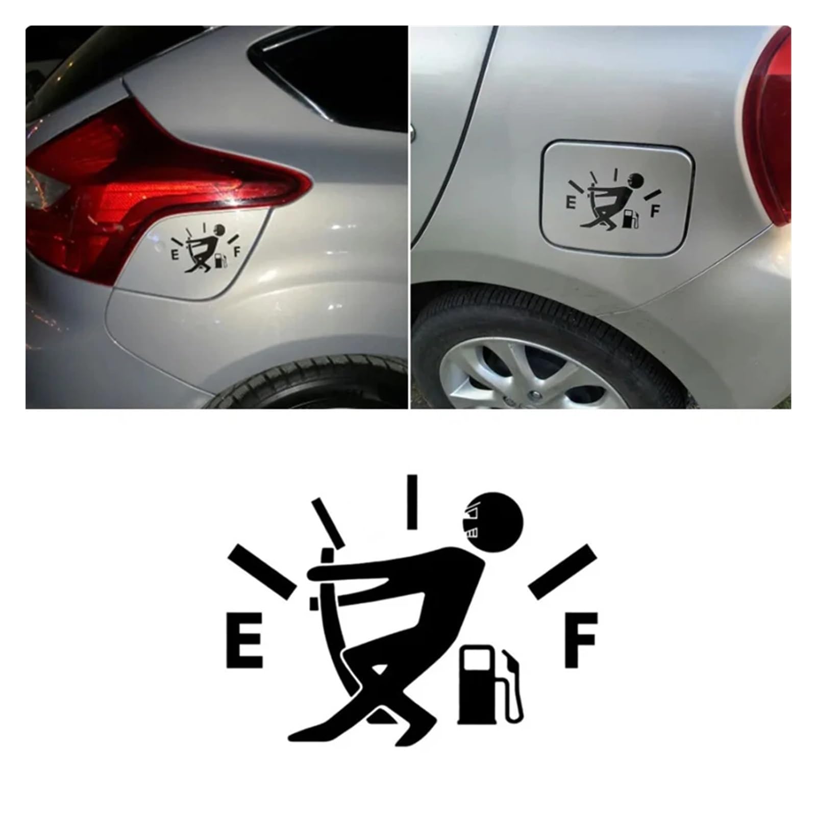 Bodbii - Adesivo per decorare il coperchio del serbatoio dell'auto, design divertente con l'indicatore della benzina