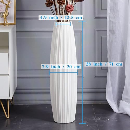 Miniatura 3 de Jarrón alto de cerámica de piso grande de 28 pulgadas, jarrones altos de flores blancas modernas para oficina, hogar, granja, decoración de sala de