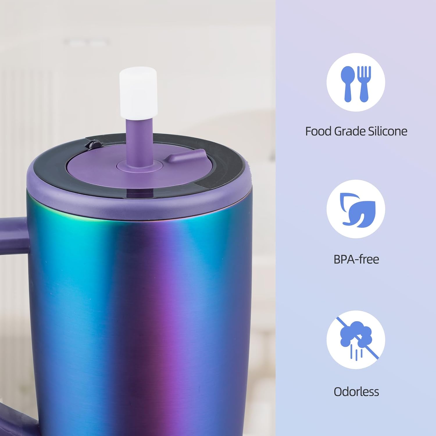 2 Pack Magnetic Straw Caps Compatible with BrüMate All Era and Resa Tumblers, Silicone Straw Caps Toppers Compatible with Brumate Accessories, Covers Protectors BPA Free (White) - Image 6