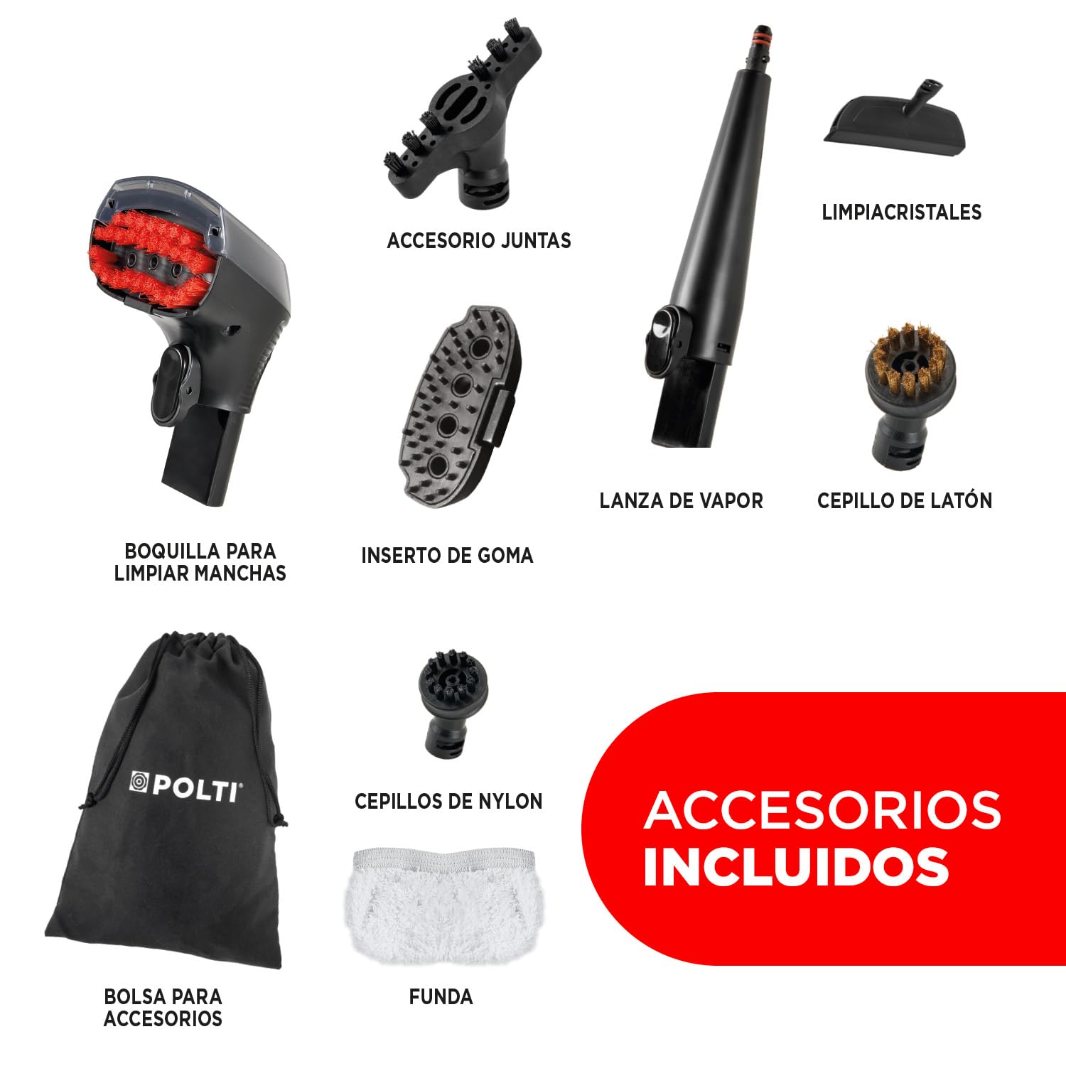 Polti StainOver SC20, Limpia Tapicerías a Vapor 4 en 1 para Eliminar Manchas, Quitamanchas con Función Vaporetto, Ideal para Quienes tienen Animales, 9 accesorios incluidos, Gris