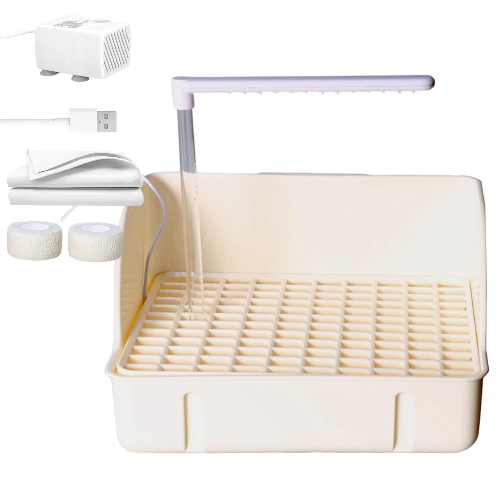 BAJO AUTOMÁTICO - DOPUGA 'ACCHADO | Bañera para loros circulantes con | bomba | Amplio contenedor para el baño del gorrión de diseño | Accesorio para jaula para animales domésticos para conuce