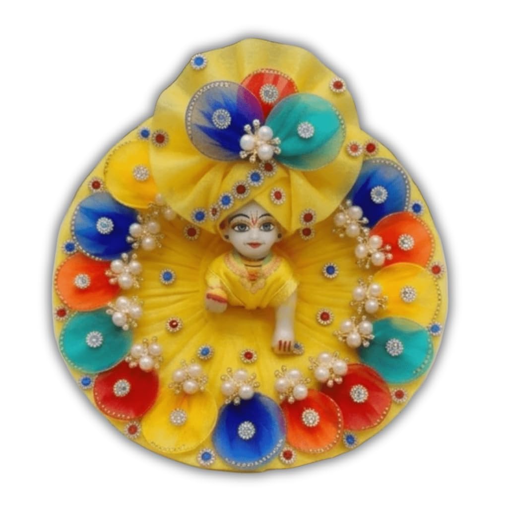 Fancy Yellow Dress for Laddu Gopal Ji/Kanha Ji/Bal Gopal Ji, Size-5 | Festival Wear, Laddu Gopal-picture-50