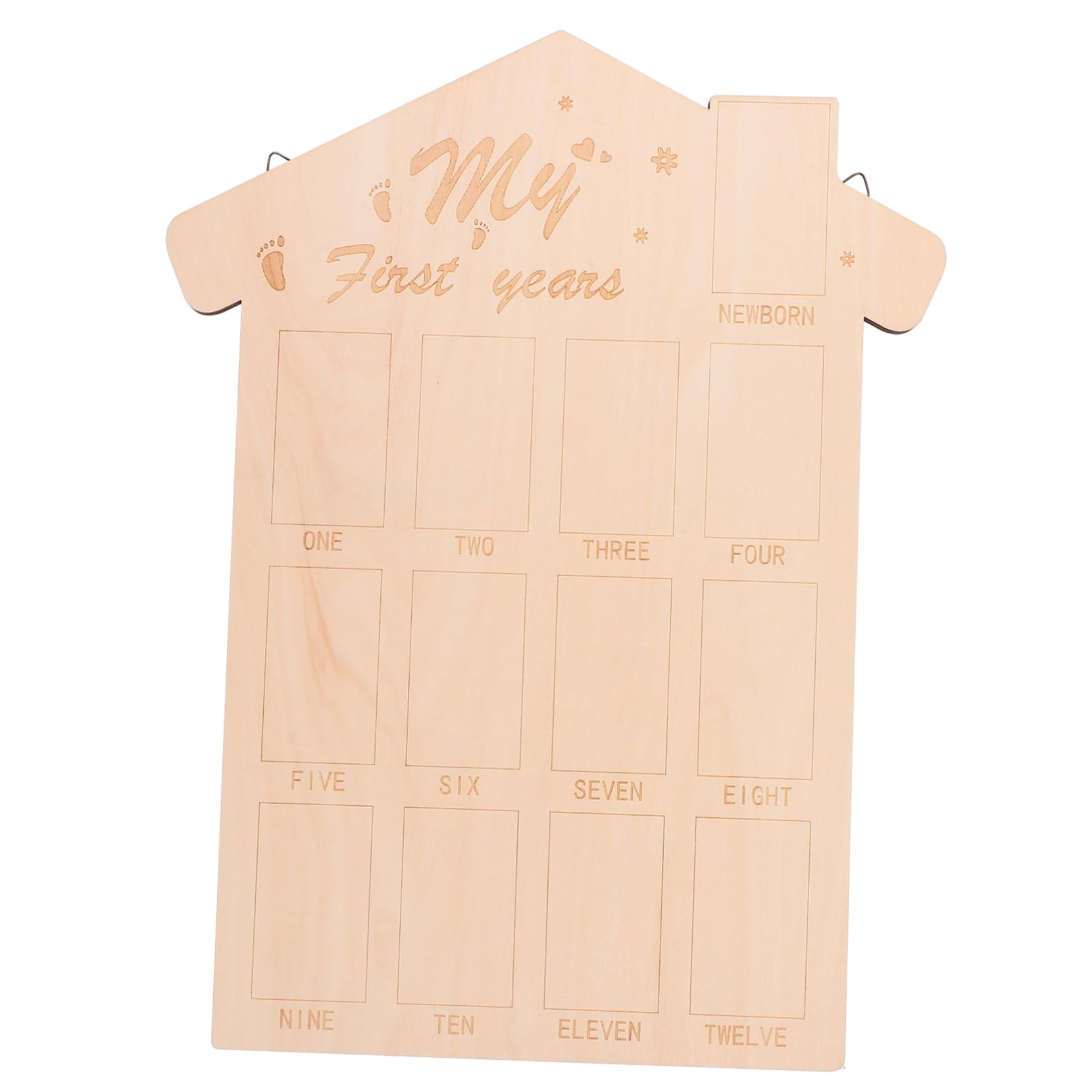 Sosoport Wooden Photo Frame for First Year Photo Board for Nursery Decoration Includes Space for Monthly Photos Keepsake for Newborns