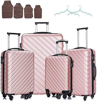 Amazon.com: Juego de maletas Hardshell de 4 piezas con ruedas giratorias  ABS maletas ligeras para la familia : Ropa, Zapatos y Joyería