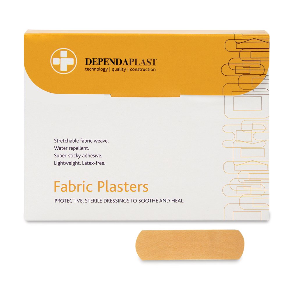 Dependaplast Advanced fabric plasters 6cm x 2cm - Hi Tech Lightweight, Water-Repellent, Flexible, Super-Sticky Adhesive - Box of 100