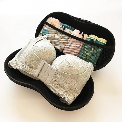 Miniatura 3 de Organizador de ropa interior, bolsa portátil para brasier, con funda de red, organizador de brasieres para viajes, bolsillos grandes, almacenamiento