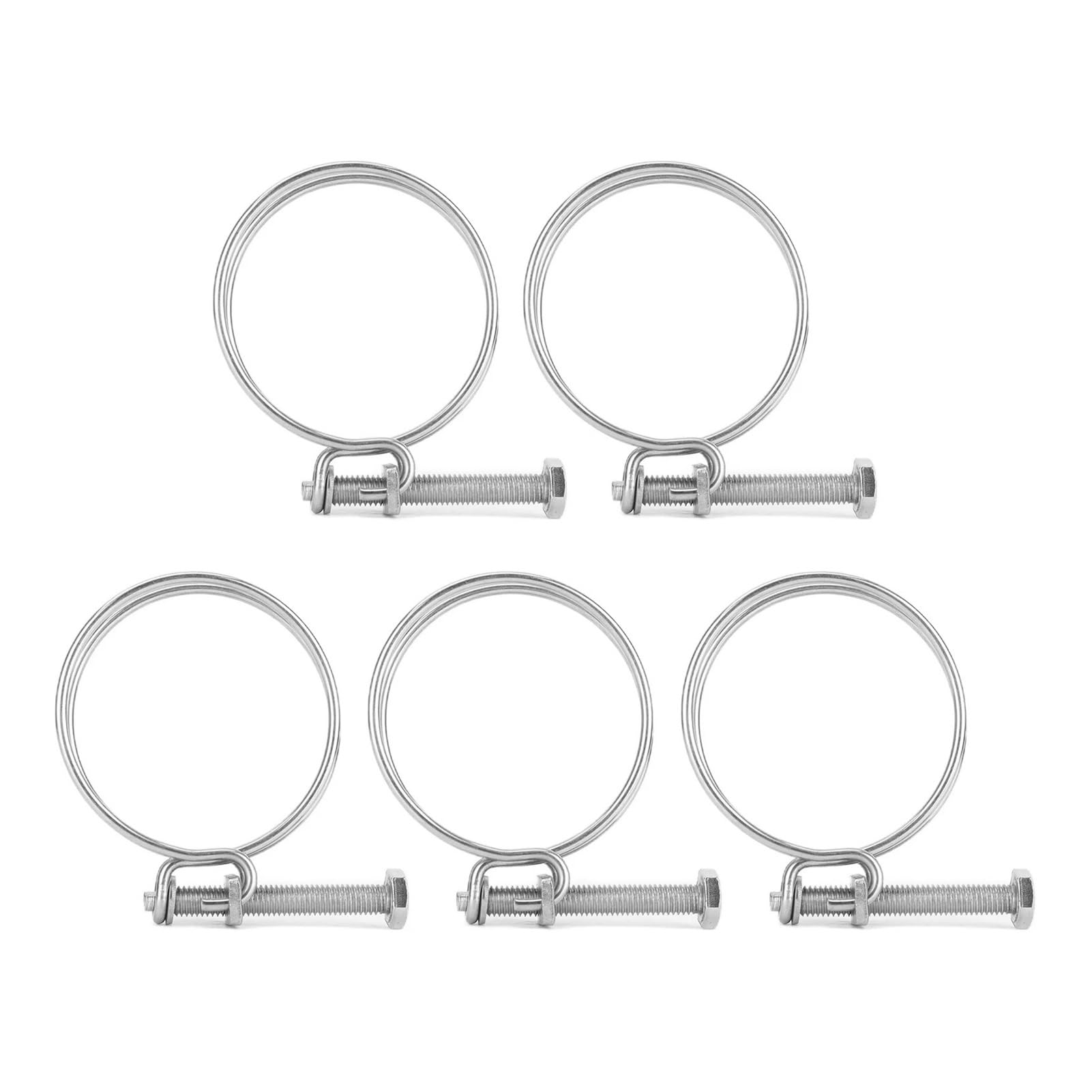 Abrazadera de manguera de doble línea Abrazadera de manguera de doble alambre, Clip de tubo de alambre de acero inoxidable ajustable for uso doméstico Industrial, 59-65mm, 5 uds.
