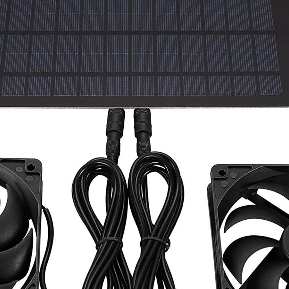 Solar Ventilator 12V 10W für Gewächshaus, Dual-Auslass mit Regenwasserschutz, 3200 U/min für Hühnerstall Wohnmobil