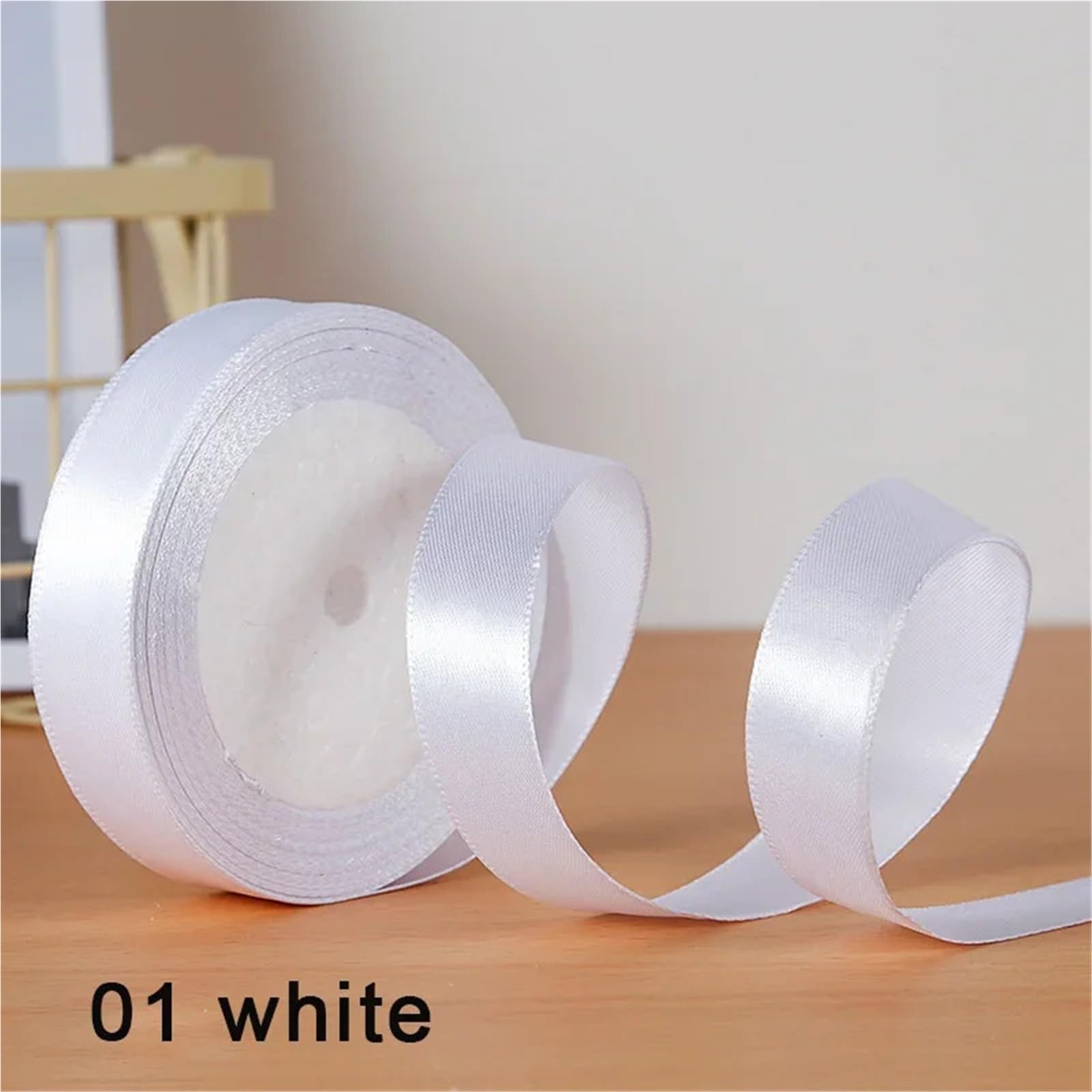 Schleifenband, 20 Rollen, 22 Meter/Rolle, Regenbogen-Seidenband, doppelseitig, für Bastelarbeiten, Schleifen, Geschenkverpackungen, Verzierungen (01 Weiß, 15 mm, 22 Meter)