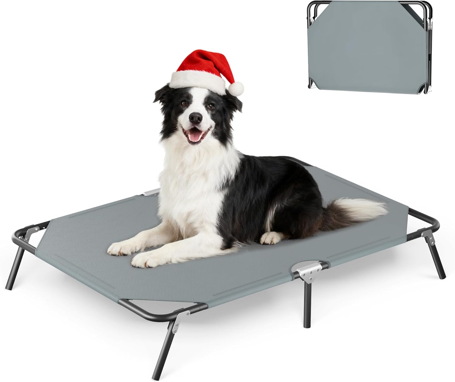 Portable Elevated Dog Bed for Large Dogs – Washable & Non-Slip, 44″ Grey Portable Elevated Dog Bed for Large Dogs – Washable & Non-Slip, 44″ Grey