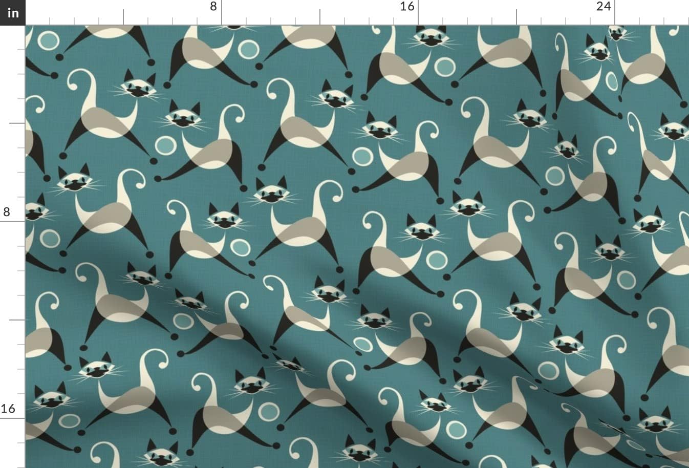 Spoonflower Fabric - Siamese Cats Retro Mid Century Modern Fifties 1950S Boomerangs Kittens Printed on Minky Fabric by The Yard - Sewing Baby Blankets Quilt Backing Plush