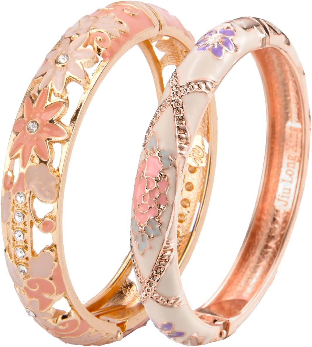 UJOY Vintage Jewelry Cloisonne Handcrafted Enameled Gorgeous Rhinestone Hinged Cuff Bracelet Bangles Gifts 88A