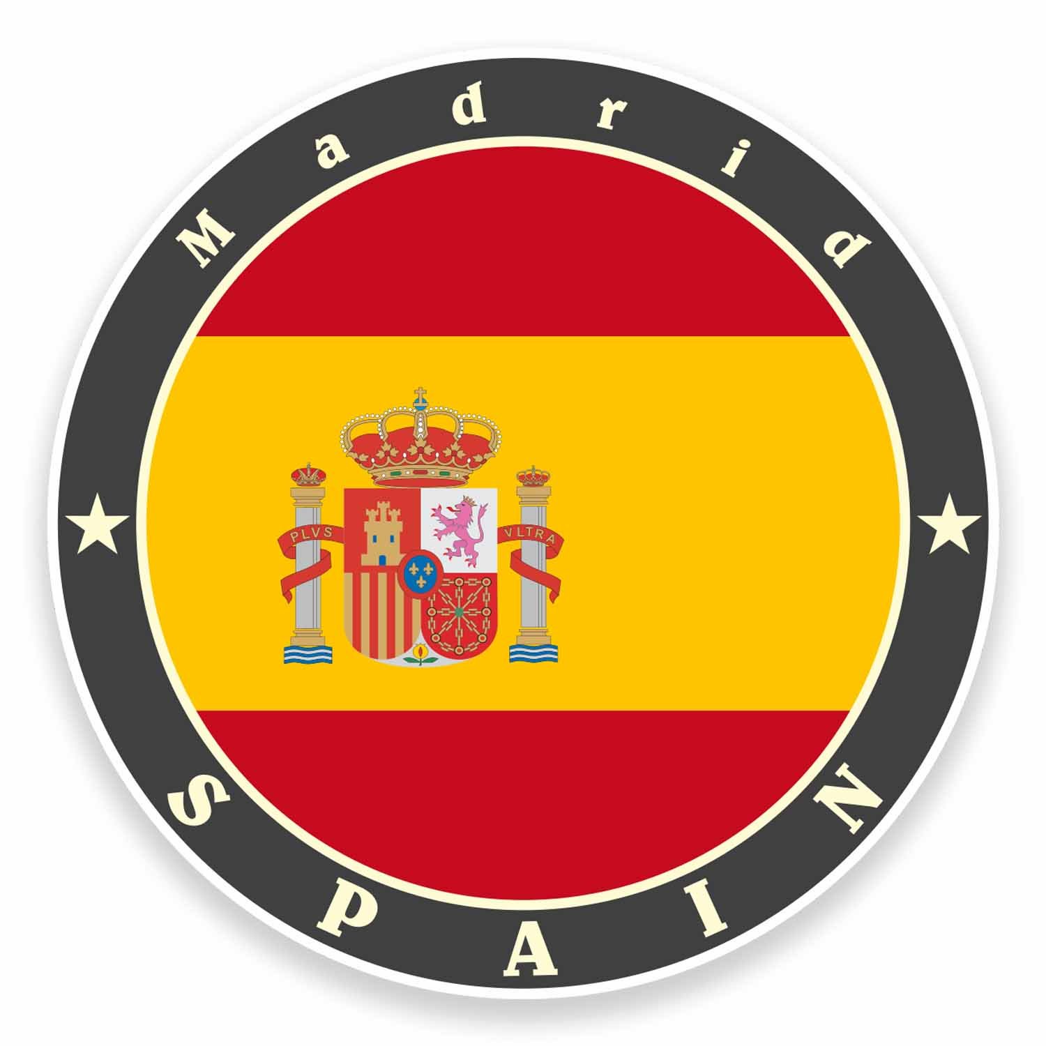 2 x 10cm Madrid Spain Vinyl Sticker Travel Luggage Tag Flag Map Laptop Car #9513 (10cm Wide x 10cm High)