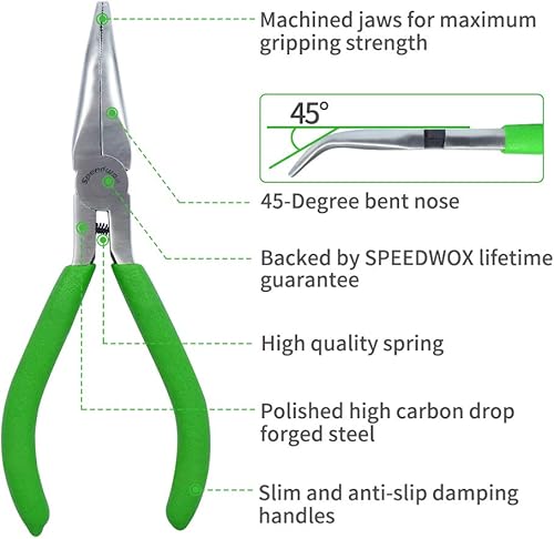 Miniatura 9 de SPEEDWOX Mini alicates de punta curva con mandíbula dentada y cortadores de 5 pulgadas, alicates de punta larga doblados para manualidades y