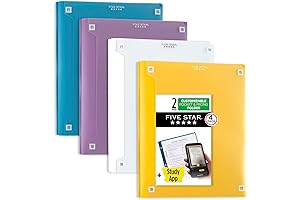Five Star Plastic Folders (Pack of 4, 2 Pocket)