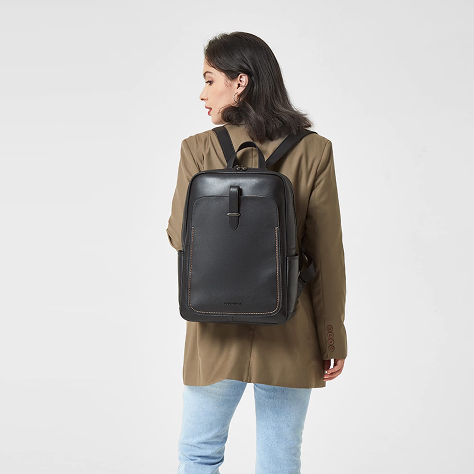 Amazon.co.jp: BOSTANTEN レザーラップトップバックパック 女性用 15.6 
