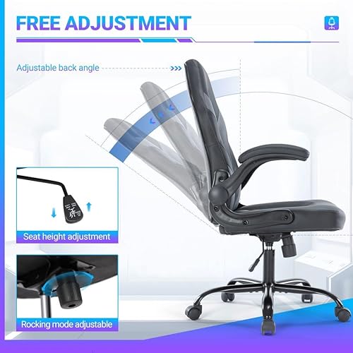 Miniatura 5 de Silla ergonómica resistente para videojuegos, para oficina en casa, con soporte lumbar, respaldo ajustable, reposabrazos abatible y ruedas