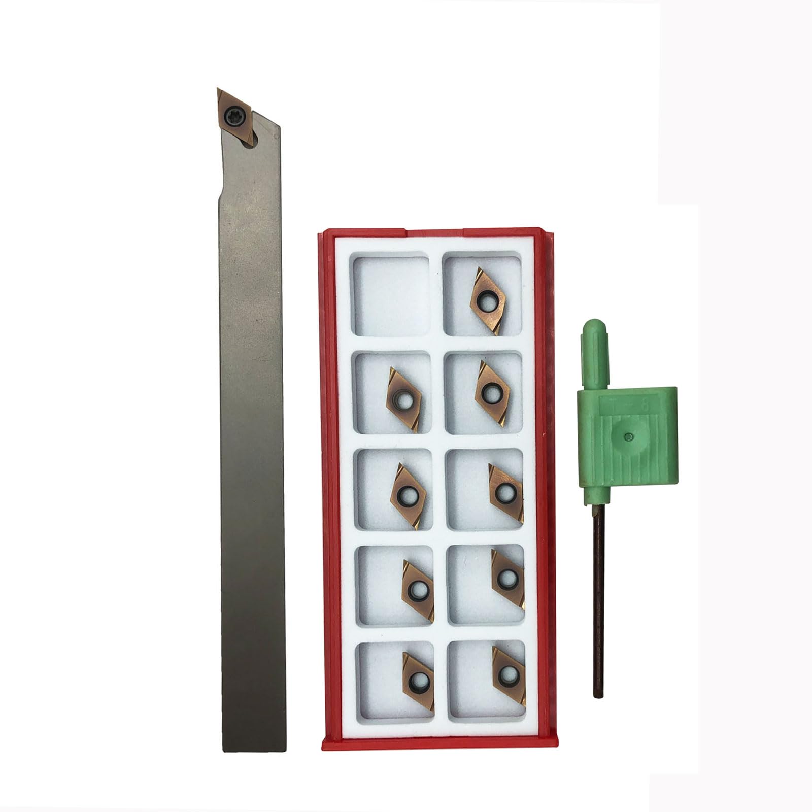 Juego de 12 brocas de metal para herramientas giratorias DCGT070201 con portaherramientas de 1/2 vástago y puntas de acero inoxidable pulido.