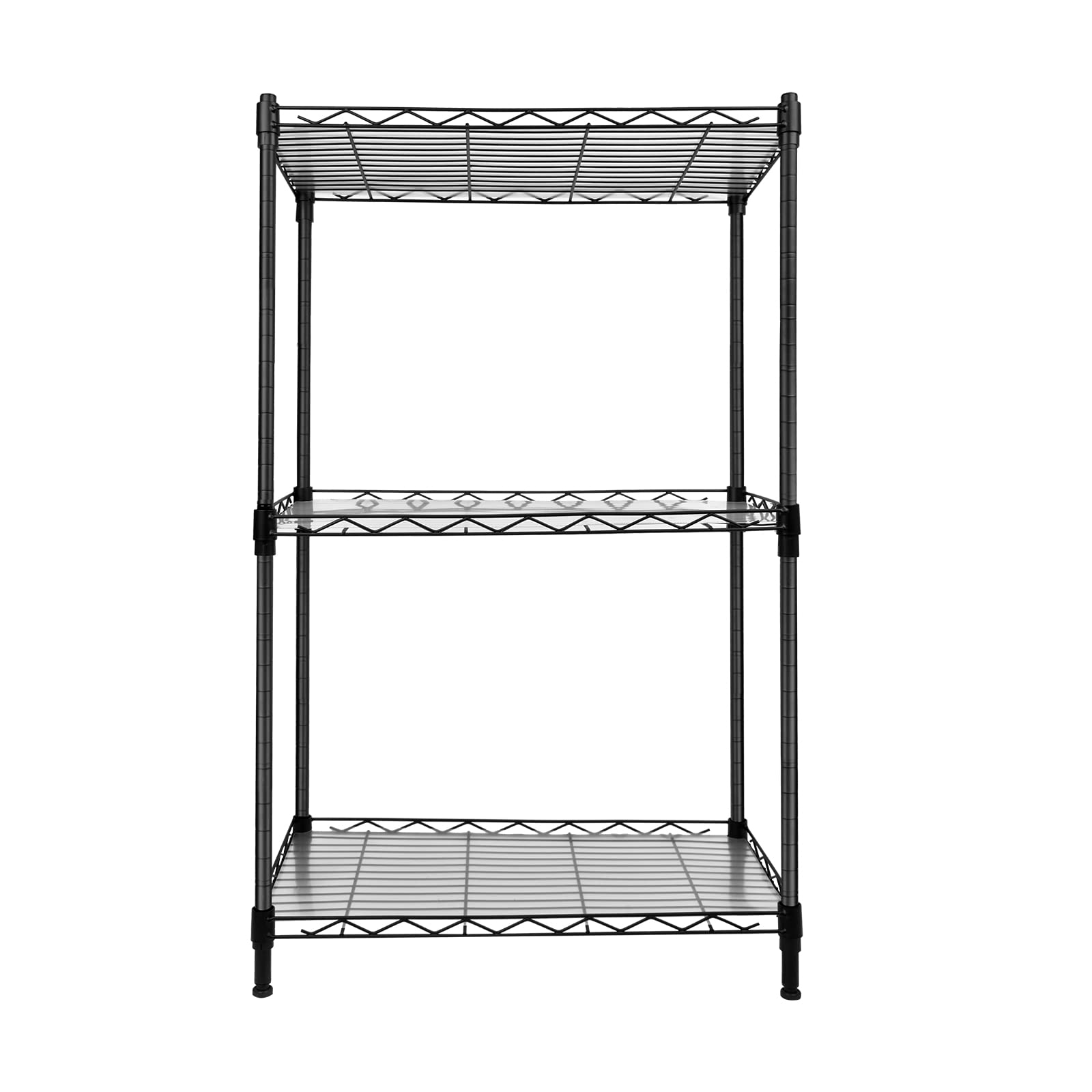 Photo 1 of 3-Tier Storage Shelves Adjustable Wire Shelving Standing Shelf Organizer Shelving Unit Metal Shelves for Storage for Kitchen Garage Pantry Closet Laundry Bathroom, Black(21.6x11.8x43.3) 3-Shelf