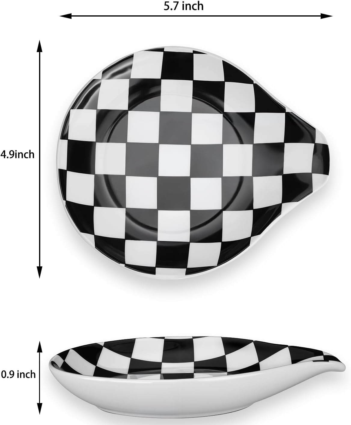 Spoon Rest for Stove Top, Ceramic Spoon Holder for Kitchen，Black & White