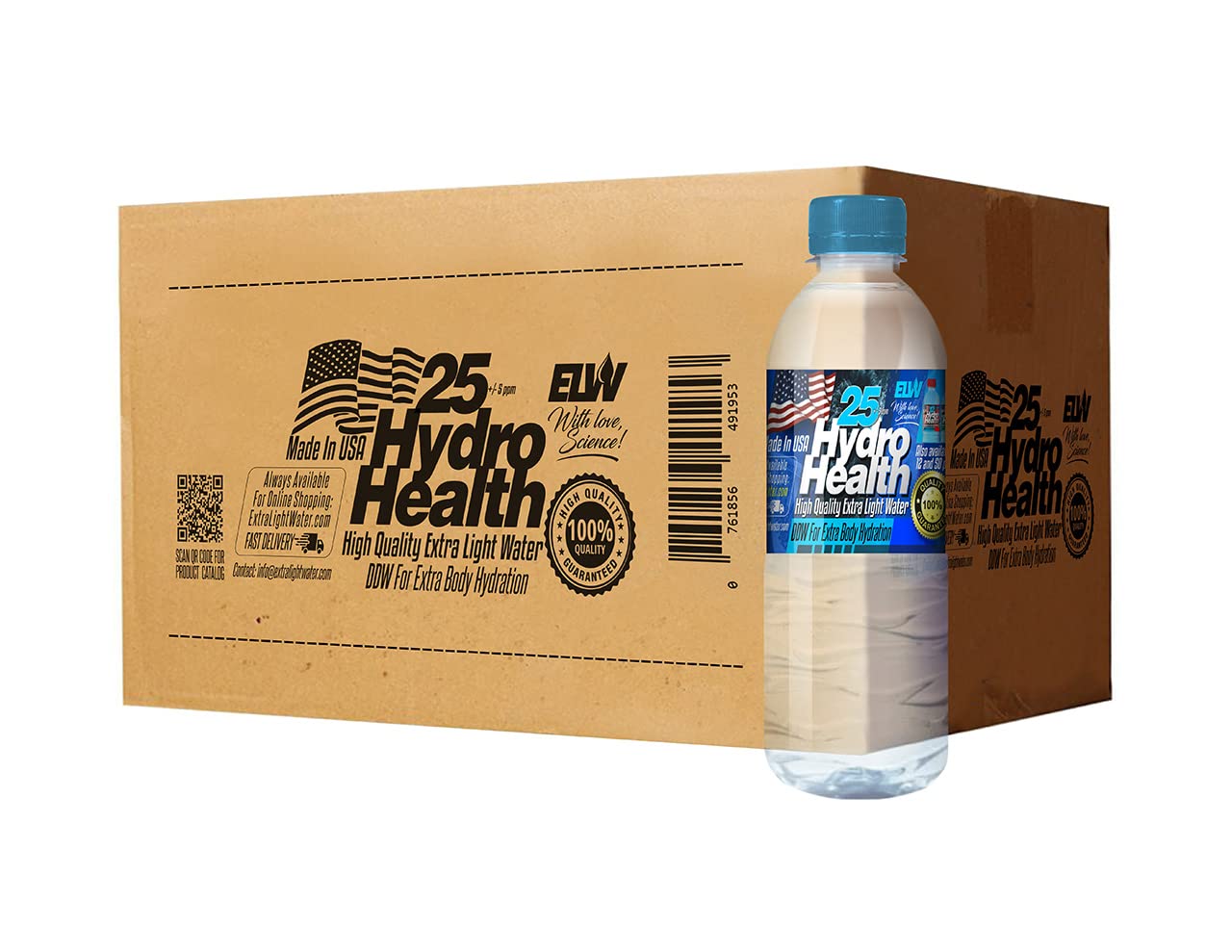 25 ppm HYDRO HEALTH deuterium depleted water, 16 inches x 11 inch x 9 inches