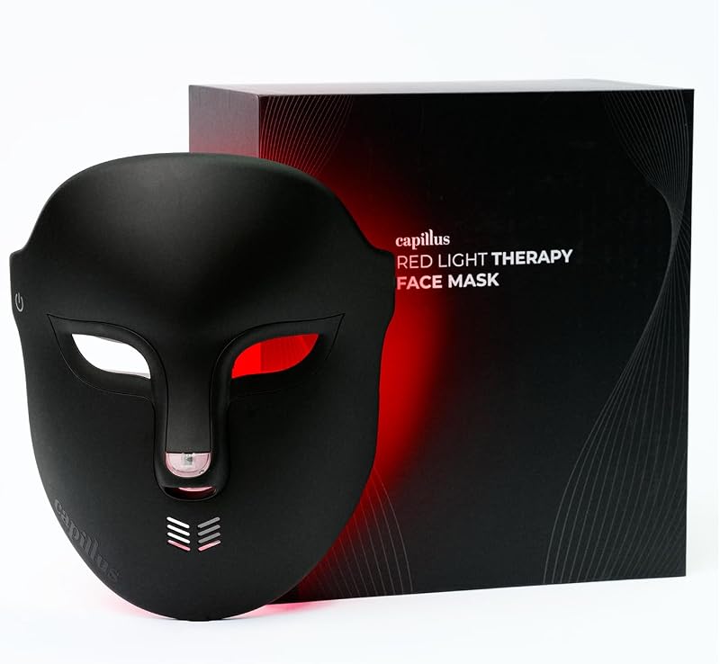 Capillus Red Light Face Mask - 4 Light Modes Wireless LED Facial Mask Red Light Therapy