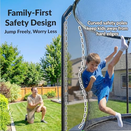 Image of ACWARM HOME Trampoline Outdoor 8FT 10FT 12FT 14FT 15FT 16FT Trampoline with Basketball Hoop and LED Lights, Recreational Trampolines for Kids and Adults with Enclosure Net & Ladder, ASTM Approved