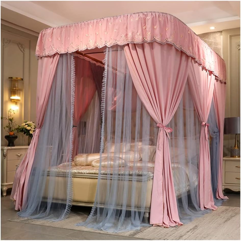 Bed Canopy U-Shaped Princess Tent, Floor-Standing Mosquito Net with Stand, Double-Layered Veil, Windproof and Dustproof (Color : A3, Size : 180x220x210cm)