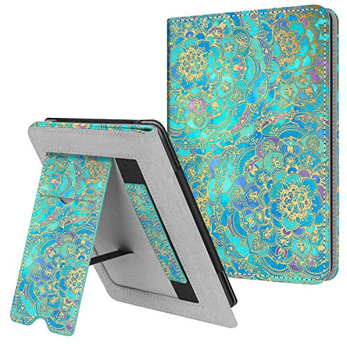 Fintie Stand Case for Kindle (10th/8th Generation, 2019/2016 Release) - Premium PU Leather Protective Sleeve Cover with Card Slot and Hand Strap, Shades of Blue