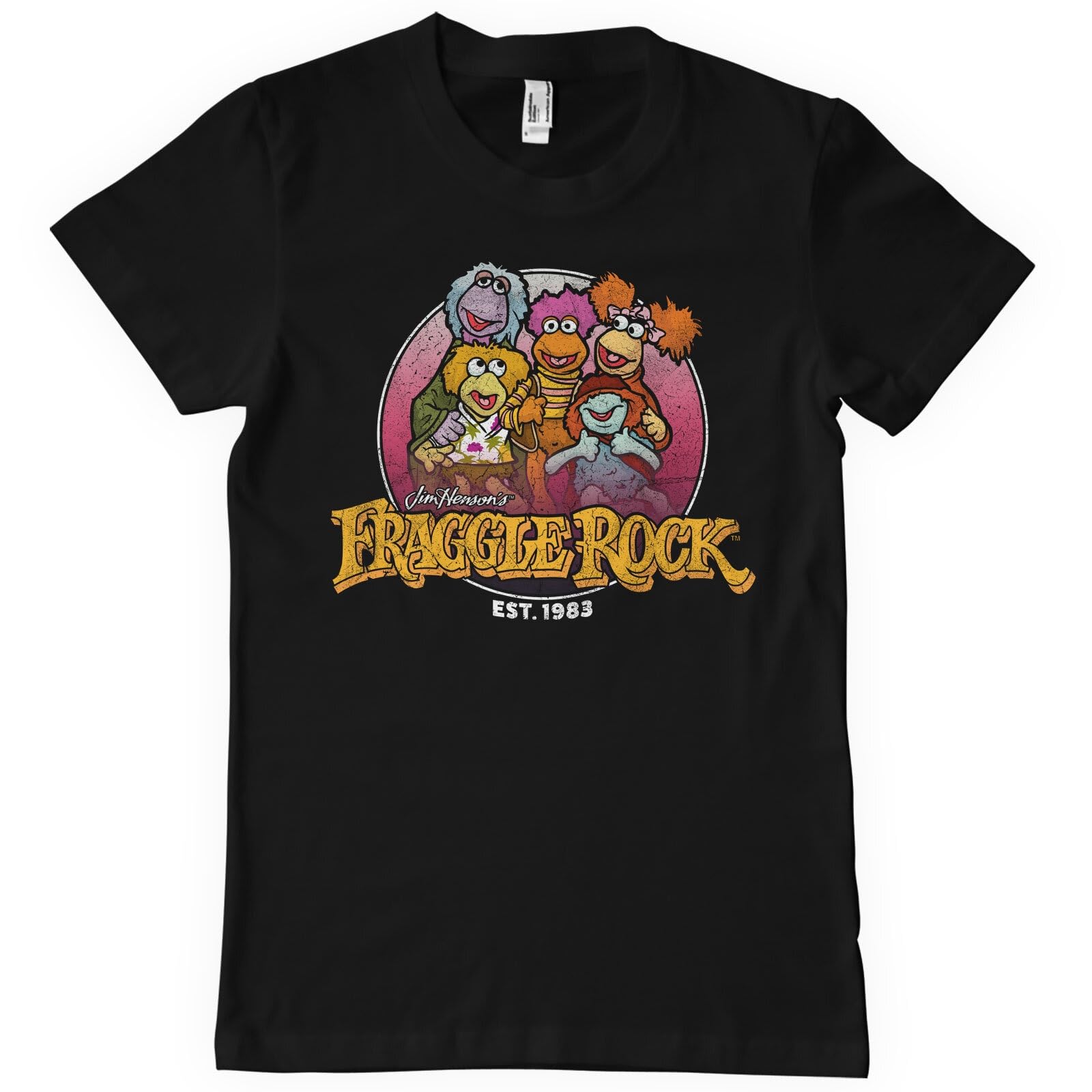 Fraggle Rock Men's Black Officially Licensed Since 1983 T-Shirt (Black), Large