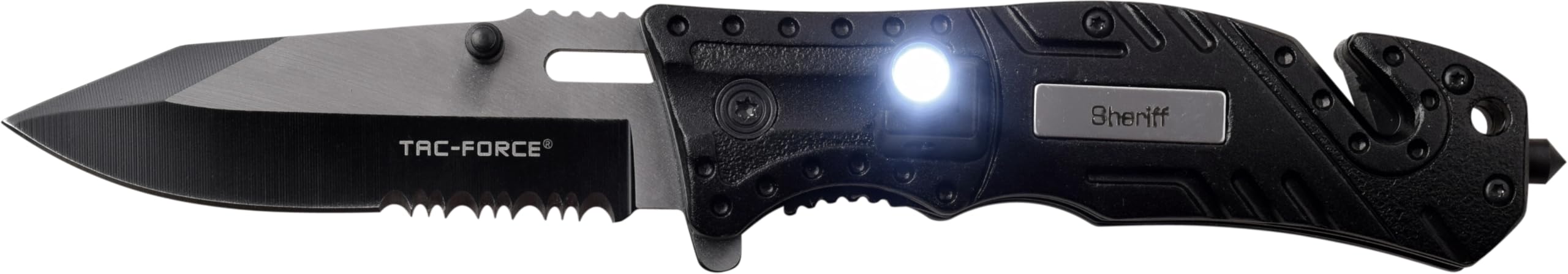 Tac-Force Pocket Folding Knife, 8" Overall, Two Tone Blade, LED, Rescue, EDC