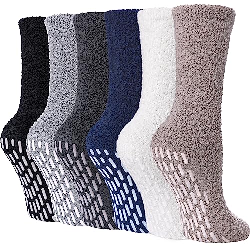 Image of FNOVCO Non Slip Socks for Women Winter Warm Cozy Fuzzy Slipper Socks Soft Fluffy Hospital Socks with Grips