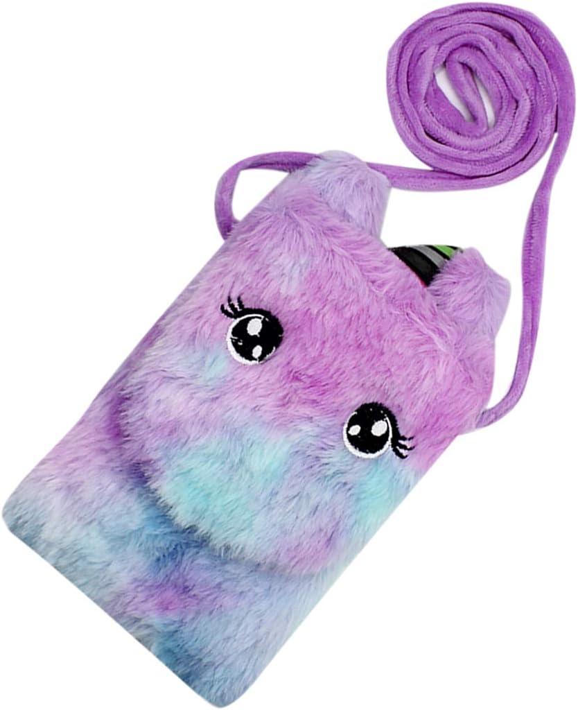 Kids Girls Colorful Plush Unicorn Cell Phone Bag Pouch Mini Crossbody Purse Handbag Wallet