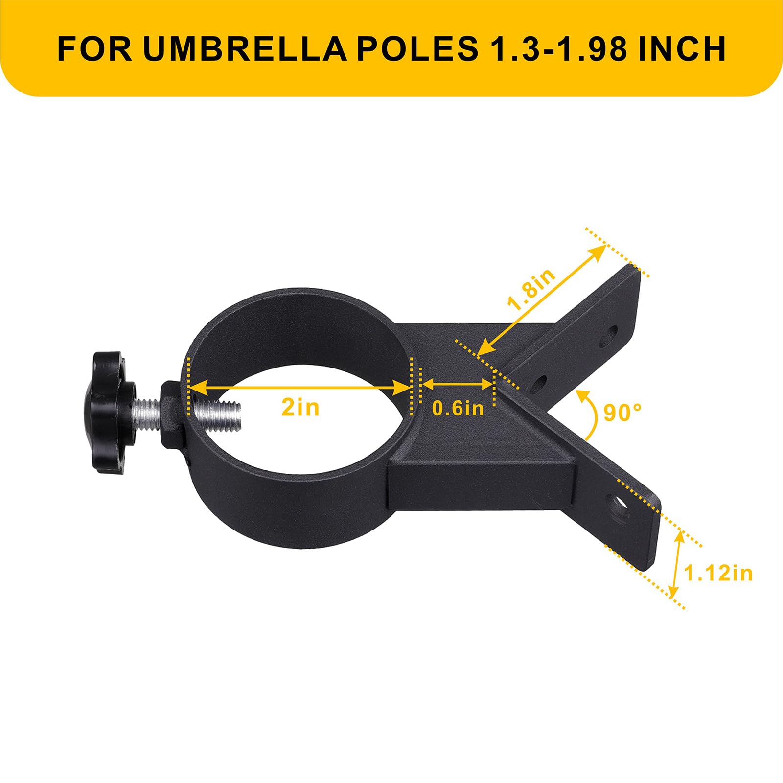 Supporto Per Ombrellone Da Ringhiera, Staffa Angolare Per Balcone, Morsetto In Acciaio Nero, Salvaspazio, Confezione Da 3 - 3
