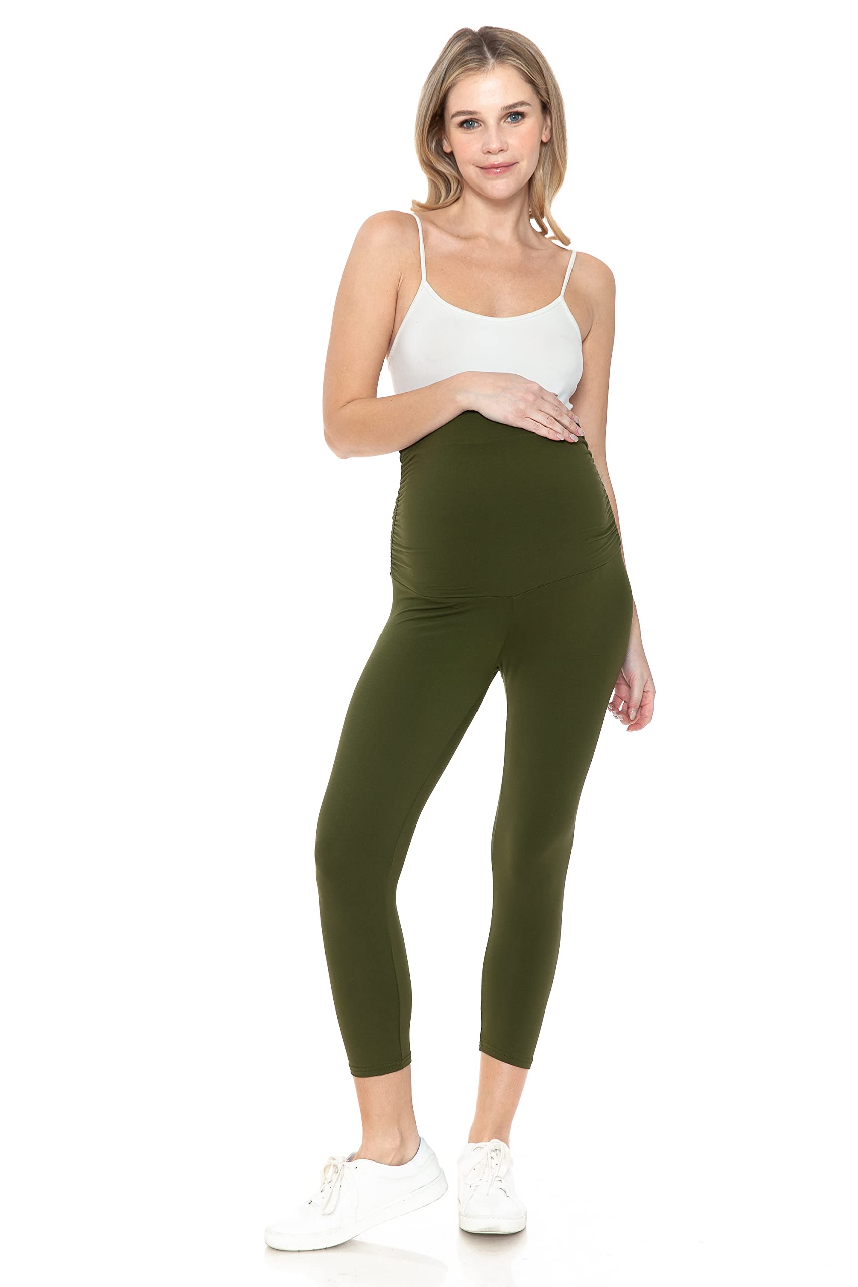 Leggings Depot Legging de maternité pour femme - Collants de yoga décontractés pour la grossesse, vert olive, Taille M