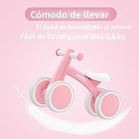 Vista 4 de SEREED - Bicicleta de equilibrio para bebés de 1 año, niños y niñas de 12 a 24 meses, primera bicicleta para niños de 4 ruedas, regalos de primer