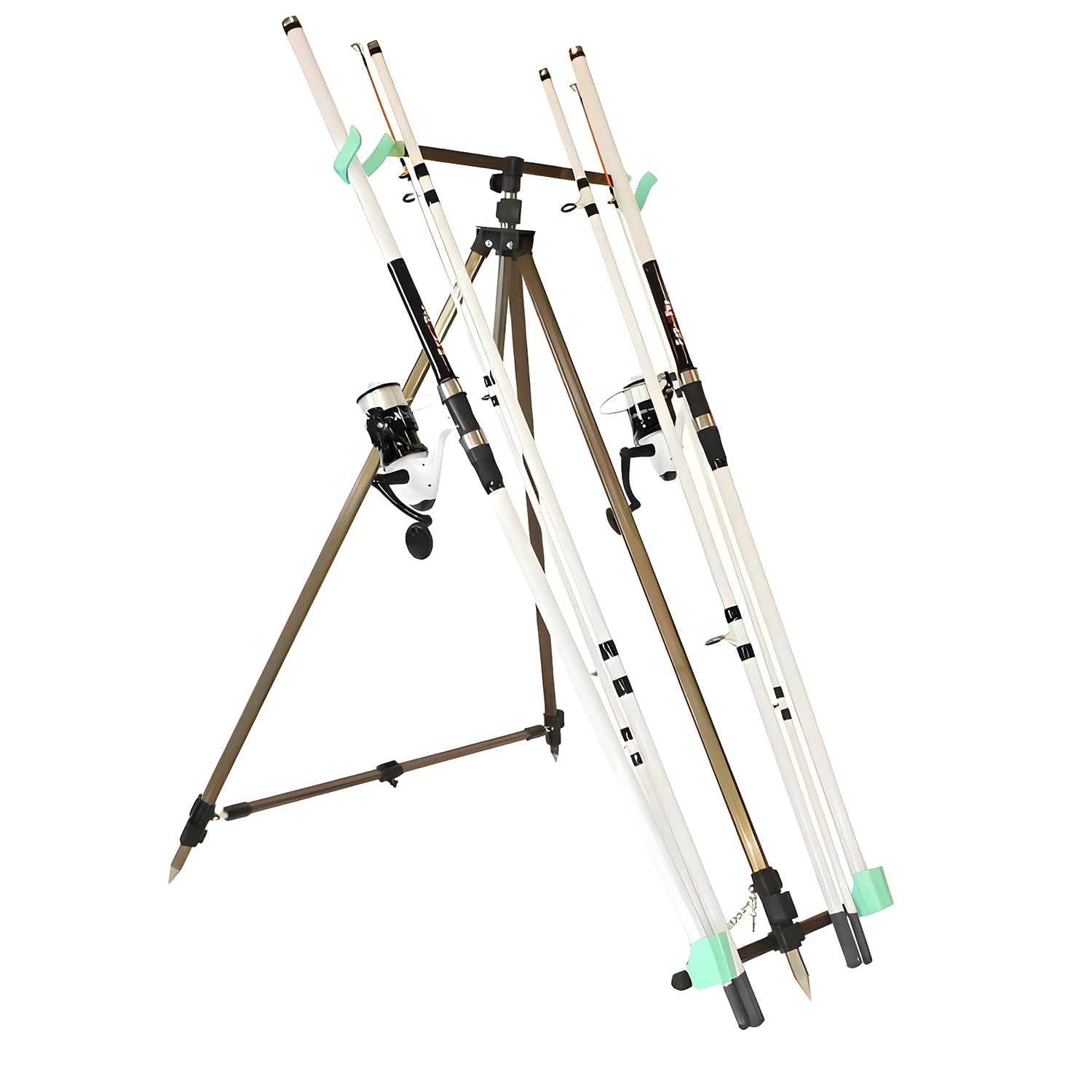 Beach Pro Deluxe – 2 Ruten – 2 Rollen – Strandunterstützung – Strand-Angelset – Strandruten-Set – 3,90 m – Weiß